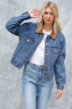 Load image into Gallery viewer, CORDUROY COLLAR BUTTON DOWN DENIM JACKET