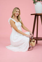 Load image into Gallery viewer, RUFFLE DETAIL EMPIRE WAIST SLEEVELESS MIDI DRESS