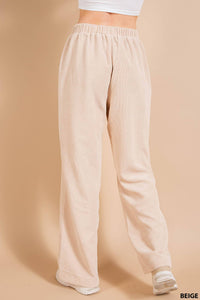 SOFT CORDUROY WIDE LEG ELASTIC WAIST BAND