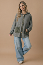 Load image into Gallery viewer, Plus Round Neck Striped Button Down Hoodie Top