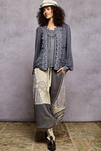 Load image into Gallery viewer, Long Sleeve Contrast Floral Lace Crochet V-Neck Top