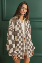 Load image into Gallery viewer, MIXED CHECK PATTERN LOOSE FIT CHUNKY CARDIGAN