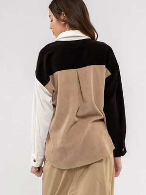 Colorblock Drop Shoulder Shacket