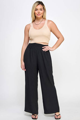 Plus Size Smocked Wide-Leg Pant