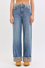 Load image into Gallery viewer, Mid Rise Wide Leg with Leopard Cuff