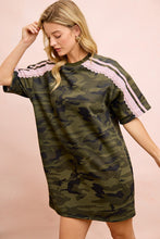 Load image into Gallery viewer, Camo Printed Terry Side Lace Detail Dress With Pocket