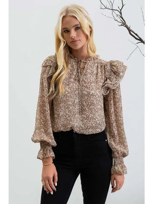 Double Mini Ruffle Long Sleeve Top