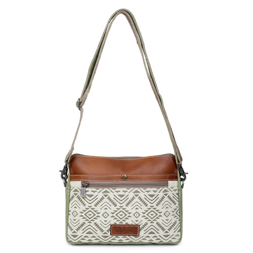 Canvas & Leather Women Crossbody Bag - Silver/Davy's Gray