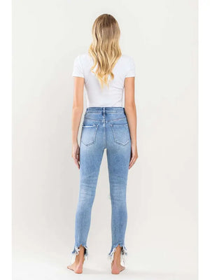 High Rise Distressed Ankle Skinny Jean