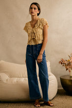 Load image into Gallery viewer, Textured Ruffle V Neck Short Sleeve Top