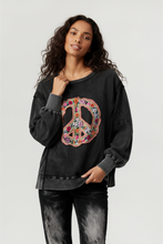 Load image into Gallery viewer, EMBROIDERED PEACE WASHED PULLOVER KNIT TOP