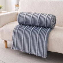 Load image into Gallery viewer, Plush Flunnel Throw – Ultra Soft Ribbed Blanket Texture