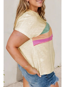 Color Block Patchwork Plus Size T-Shirt