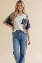 Load image into Gallery viewer, Floral Color Block Short Sleeve Knit Top