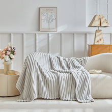 Load image into Gallery viewer, Stripe Fleece Throw – Ultra Plush Ribbed Blanket with 1.6&quot; Wide Channel Texture