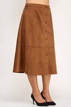 Load image into Gallery viewer, Plus Size Button-Front Faux Suede A-Line Midi Skirt