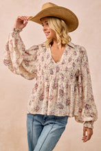 Load image into Gallery viewer, FLORAL PRINTED WOVEN V NECK TOP