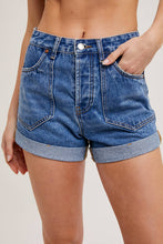 Load image into Gallery viewer, WESTERN POCKET ROLLED HEM DENIM SHORTS