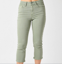 Load image into Gallery viewer, Mid Rise Garmed Dyed Capri BY JUDY BLUE