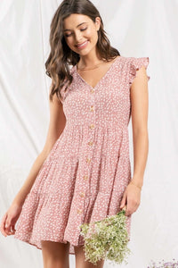 Speckled Button Up Mini Dress