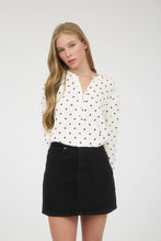 Load image into Gallery viewer, POLKA DOT HENLEY LONG SLEEVE BLOUSE