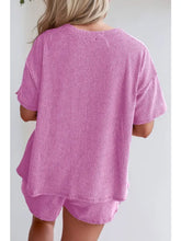 Load image into Gallery viewer, Ribbed Knit T Shirt and Shorts Lounge Set
