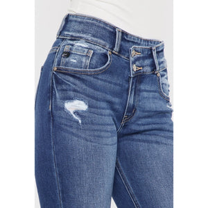 High Rise Cross Over Flare Jeans