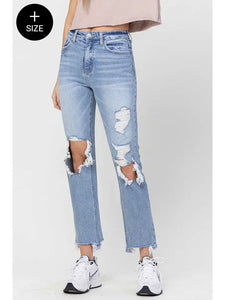 90's Super High Rise Distressed Dad Jeans