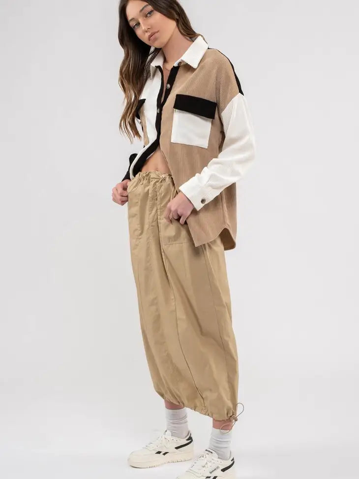 Colorblock Drop Shoulder Shacket