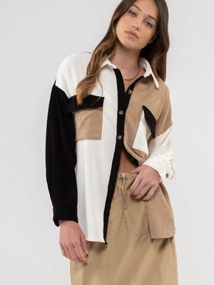 Colorblock Drop Shoulder Shacket