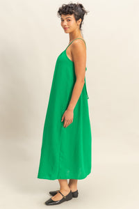 Solid Color Spaghetti Strap Midi Dress