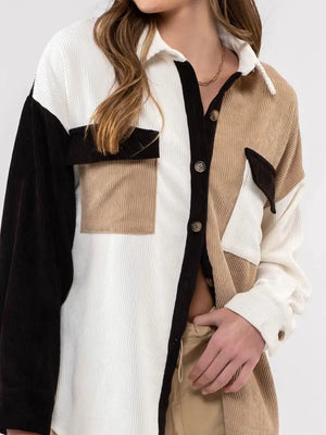 Colorblock Drop Shoulder Shacket