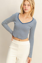 Load image into Gallery viewer, Striped Long Sleeve V-neck Sweater