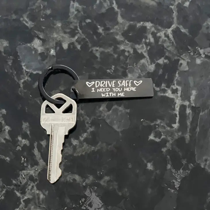 Drive Safe Black Keychain