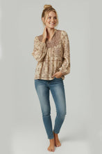 Load image into Gallery viewer, PLUS FRILL MOCK NECK PEASANT BOHEMIAN BLOUSE