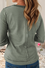 Load image into Gallery viewer, LDC Casual Solid Round Neck Patchwork Top