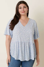 Load image into Gallery viewer, ABSTRACT PRINT RUFFLE SHORT SLEEVE KNIT TOP
