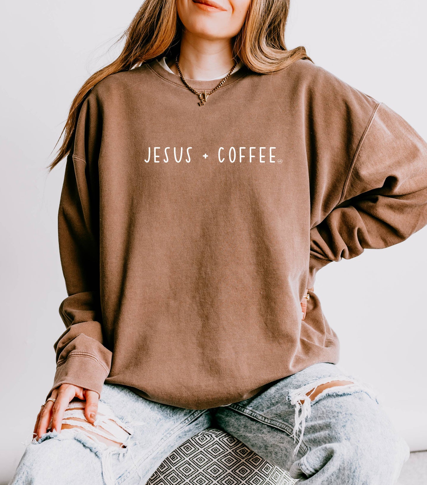 Jesus + Coffee Espresso Lightweight Sweatshirt