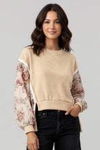 Load image into Gallery viewer, PLUS FLORAL LONG SLEEVE SLITS PULLOVER TOP