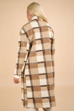 Load image into Gallery viewer, PLUS SIZE Plaid Soft Fuzzy Button Down Long Coat