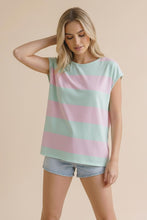 Load image into Gallery viewer, Wide Stripe French Terry Color Block Top