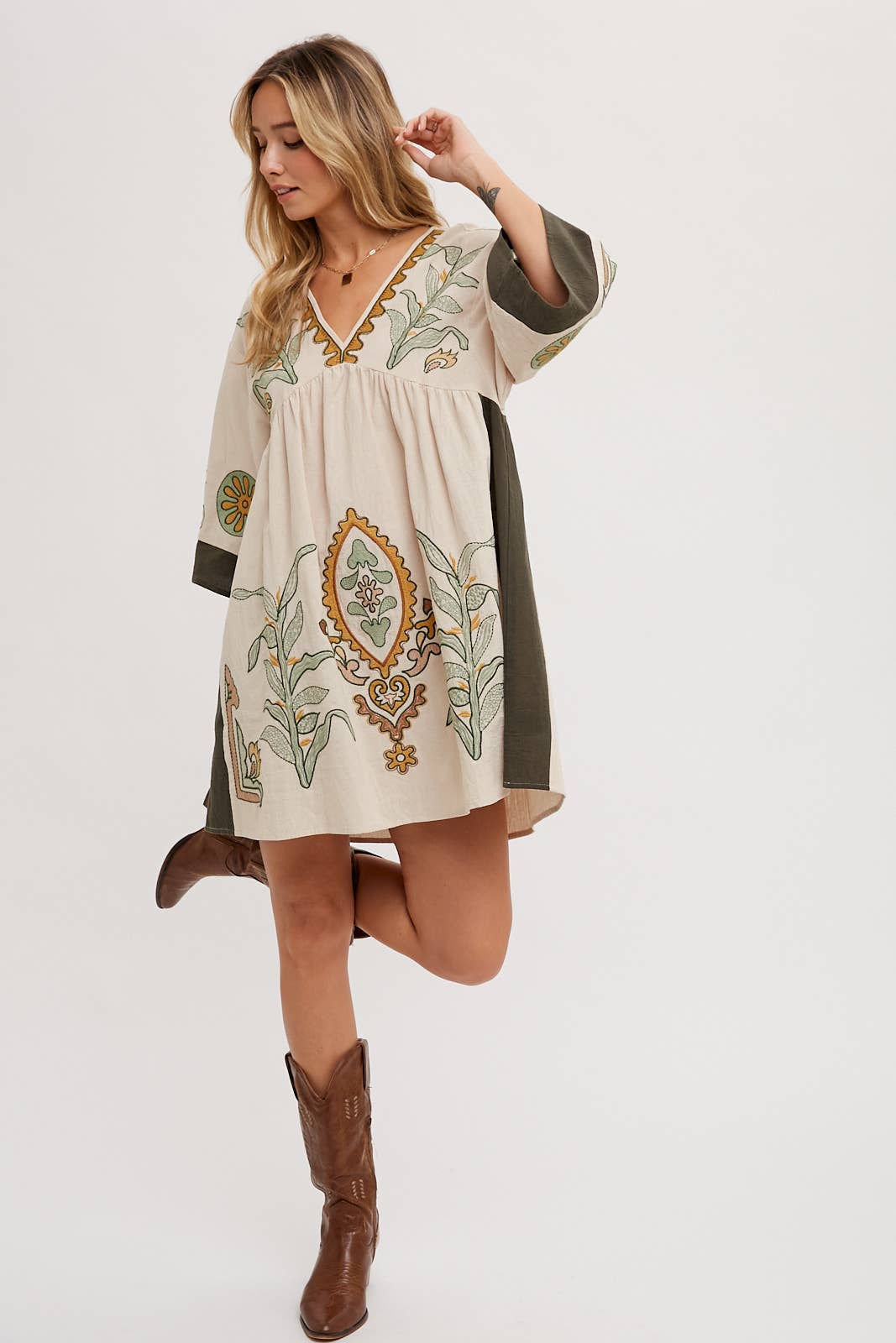 BOHO EMBROIDERED BABYDOLL DRESS Cranberry Boutique BOHO EMBROIDERED BABYDOLL DRESS Cranberry Boutique