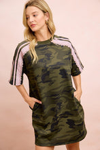 Load image into Gallery viewer, Camo Printed Terry Side Lace Detail Dress With Pocket
