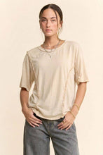 Load image into Gallery viewer, Braided Seam Detail Drop Shoulder Tee