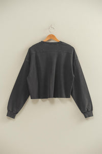 Cropped Crewneck Sweatshirt With Oversized Sleeves