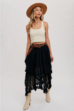 Load image into Gallery viewer, LACE TIER MIDI SKIRT