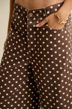 Load image into Gallery viewer, Polka Dot Mid Rise Wide Leg Jeans With Ruffled Hem