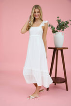 Load image into Gallery viewer, RUFFLE DETAIL EMPIRE WAIST SLEEVELESS MIDI DRESS
