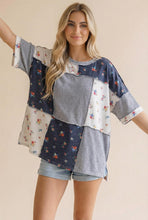 Load image into Gallery viewer, Textured Knit Floral Color Block Patchwork