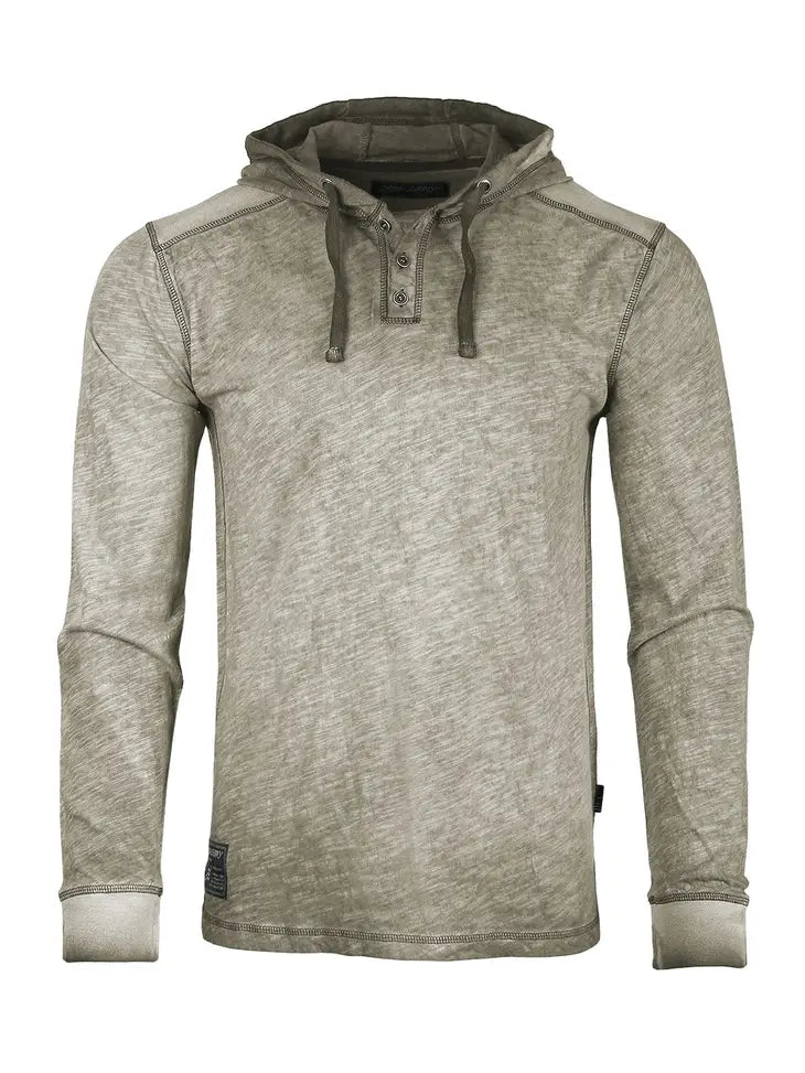 Color Dyed Casual Long Sleeve Hoodie Henley